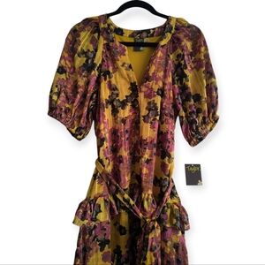 Taylor Vibrant Yellow and Purple Floral Maxi Dress